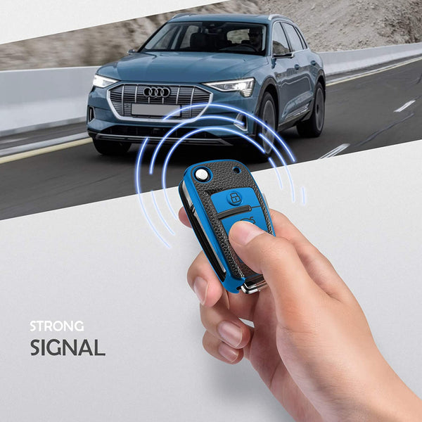 JVCV® Premium Soft TPU Leather Pattern Key Cover Compatible with Audi Folding Key