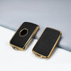 JVCV® Premium Soft Gold Border TPU Leather Pattern Key Cover Compatible with Renault Kiger Triber Smart Key