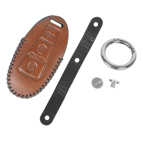 JVCV® Soft Handmade Leather Key Cover Compatible with Maruti Suzuki 2 and 3 Button Baleno Ciaz Vitara Brezza S Cross Swift Ignis and Toyota Urban Cruiser Smart Key