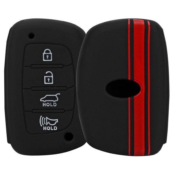 JVCV® Car Key Cover Compatible with Hyundai Alcazar Creta Venue i20 Tucson Elantra 4 Button Smart Key - Rally Stripe