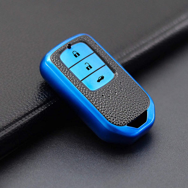 JVCV® Premium Soft TPU Leather Pattern Key Cover Compatible with Honda Smart Key