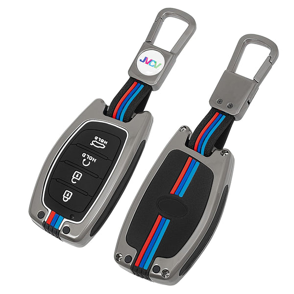 JVCV® Metal Key Cover compatible with Hyundai Alcazar and Creta 4 Button Key