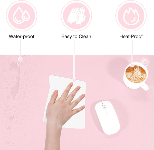 JVCV® Premium Vegan Leather Desk Mat – Reversible, Non-Slip Extended Mouse Pad for Office, WFH & Gaming (80×40 cm)