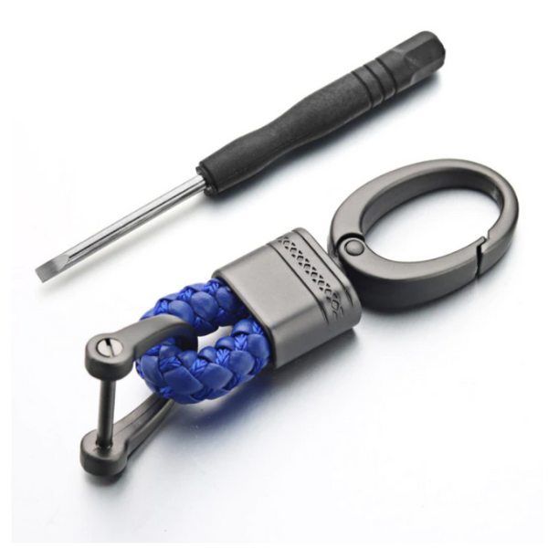 2 Pack Genuine Leather Keychain with Zinc Alloy Buckle Keyring