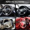 JVCV® 2‑Piece High‑Gloss Carbon Fiber Texture Steering Wheel Cover – Universal Fit (14.5–16″) + Anti‑Slip Grip Pads