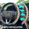 JVCV® Premium ABS Steering Wheel Trim Cover – Wood Pattern | Luxury Car Interior Decorative Overlay | Anti-Slip Scratch-Resistant Stylish Upgrade | Universal Fit for Most Cars