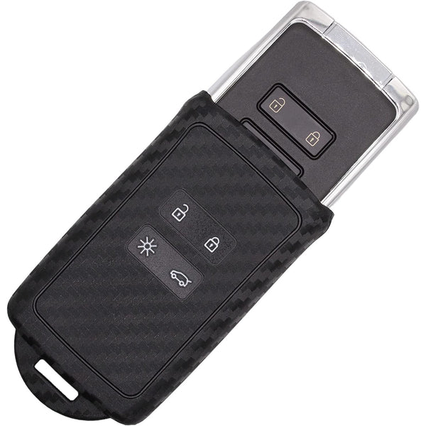 Carbon Fiber Pattern Key Cover Compatible with Renault Kiger Triber Smart Key (Black)