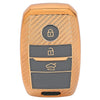 JVCV® Premium Soft TPU Leather Pattern Key Cover Compatible with Kia Seltos Sonet Carens 3 Button Push Start Car Key