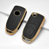 JVCV® Premium Soft Gold Border TPU Leather Pattern Key Cover Compatible with Tata Curvv Tiago Tigor Punch Nexon Zest Bolt Safari Storme Flip Key