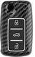 JVCV® Hard Case Key Cover – Carbon Black Finish – Compatible with Volkswagen Polo, Vento, Jetta, Ameo, Passat & Skoda Rapid, Laura, Superb, Octavia, Fabia, Yeti Folding Key