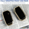 Gold Border TPU Key Cover Compatible with Kia Seltos 2023 Facelift HTX 3/4 Button Smart Key (Black)