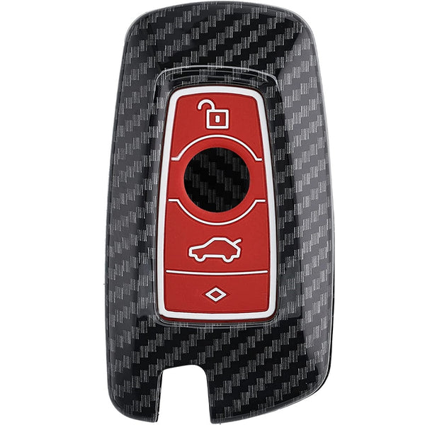 JVCV® Hard Case Key Cover Compatible with BMW X4, X3, 5 Series, 6 Series, 3 Series, 7 Series 4 Button Smart Key - Stylish Durable Protection