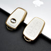 JVCV® Premium Soft Gold Border TPU Leather Pattern Key Cover Compatible with Tata Nexon, Harrier, Tiago EV, Altroz, Tigor, Safari, Nexon EV, Punch, Punch EV 4 Button Smart Key