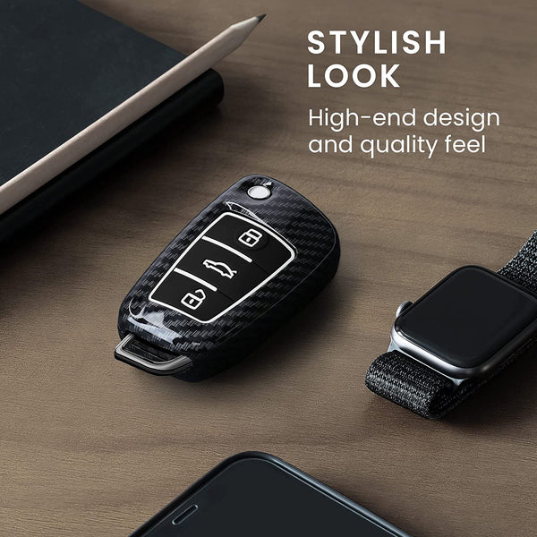 JVCV® Hard Case Key Cover Compatible with Audi A1 A3 A6 Q2 Q3 Q7 TT TTS R8 S3 S6 RS3 Folding Key - Stylish Durable Protection