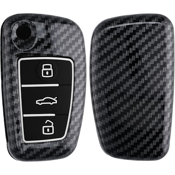 JVCV® Hard Case Key Cover Compatible with Audi A1 A3 A6 Q2 Q3 Q7 TT TTS R8 S3 S6 RS3 Folding Key - Stylish Durable Protection
