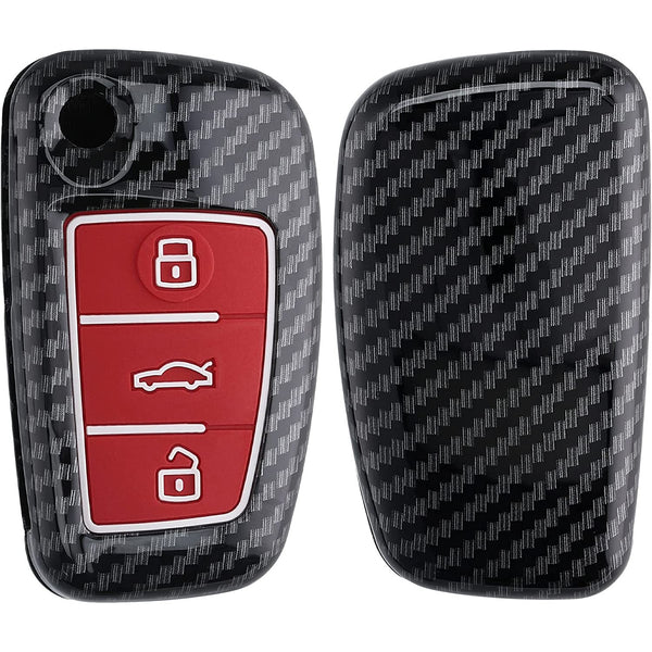 JVCV® Hard Case Key Cover Compatible with Audi A1 A3 A6 Q2 Q3 Q7 TT TTS R8 S3 S6 RS3 Folding Key - Stylish Durable Protection