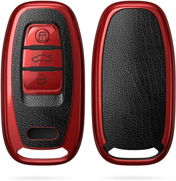 JVCV® Premium Soft TPU Leather Pattern Key Cover Compatible with Audi Smart Key