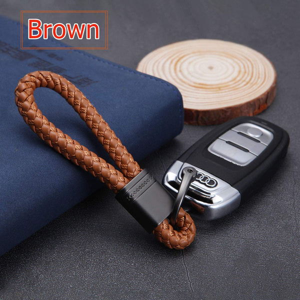 2 Pack Genuine Leather Keychain with Zinc Alloy Buckle Keyring