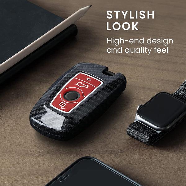 JVCV® Hard Case Key Cover Compatible with BMW X4, X3, 5 Series, 6 Series, 3 Series, 7 Series 4 Button Smart Key - Stylish Durable Protection