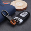 2 Pack Genuine Leather Keychain with Zinc Alloy Buckle Keyring