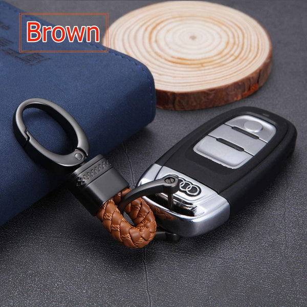 2 Pack Genuine Leather Keychain with Zinc Alloy Buckle Keyring
