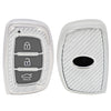 JVCV® Soft TPU Carbon Fiber Style Car Key Cover Compatible with Hyundai Creta, i10 Grand, i20 Elite, i20 Active, Xcent, Verna 4s, Tucson, Elantra, Grand i10 Nios 3 Button Smart Key