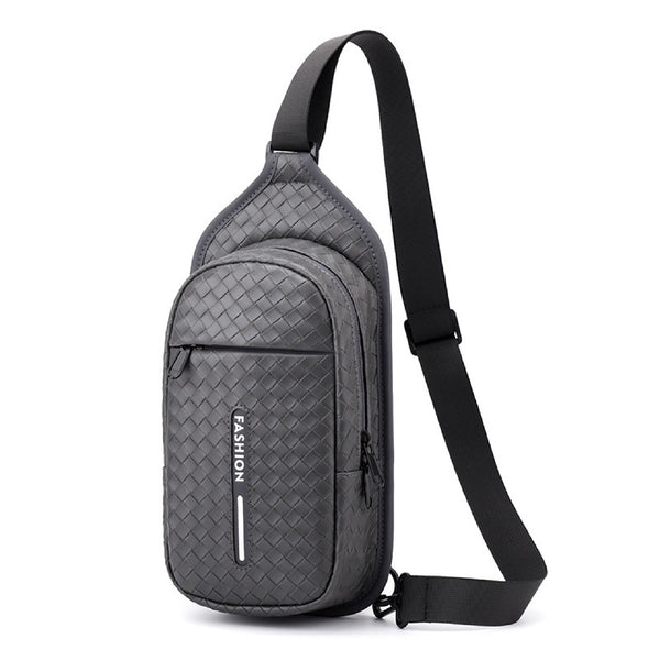 JVCV® Men's Woven-Texture Sling Bag - Lightweight Crossbody Shoulder Chest Bag with Adjustable Strap - Perfect for Travel, Gym & Daily Commute