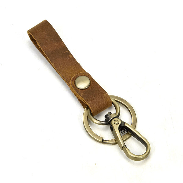 JVCV® 2 Pack Leather Universal Keychain – Premium Zinc Alloy Buckle | Lightweight Ring Hook Organizer for Car, Bike, Home & Office Keys | Stylish Accessories Holder for Men & Women