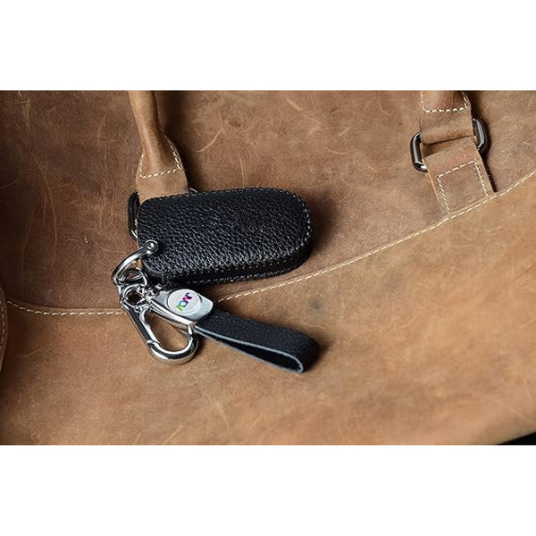 JVCV® Soft Handmade Lychee Pattern Leather Key Cover Compatible with Jeep Compass Trailhawk Push Button Smart Key