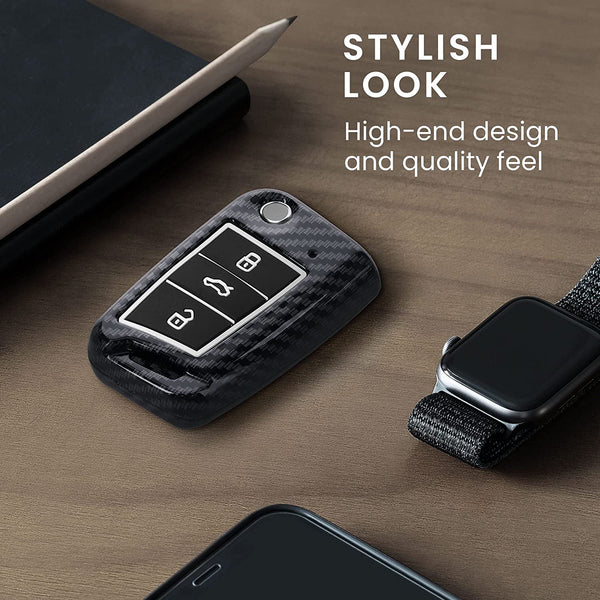 Hard Case Key Cover Compatible with Skoda Slavia Kushaq Taigun Tiguan Virtus Octavia Kodiaq Superb T ROC Folding Key