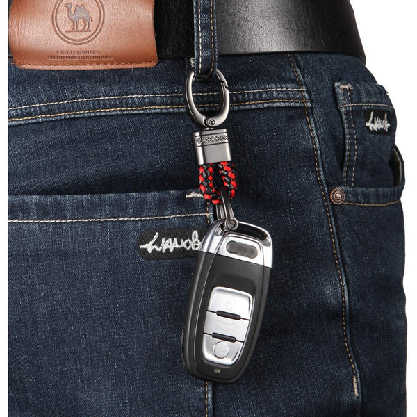 2 Pack Genuine Leather Keychain with Zinc Alloy Buckle Keyring