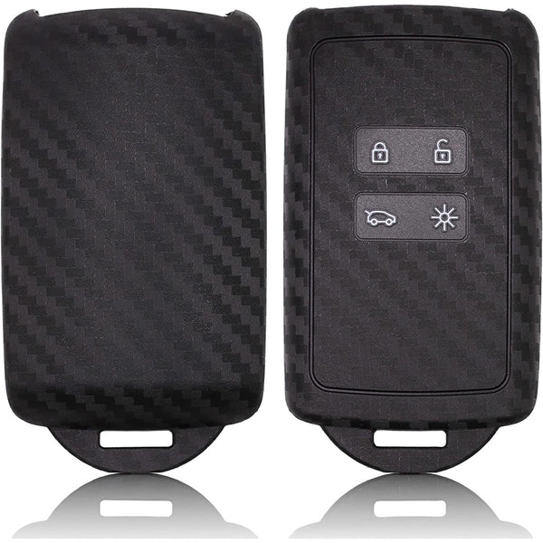 Carbon Fiber Pattern Key Cover Compatible with Renault Kiger Triber Smart Key (Black)