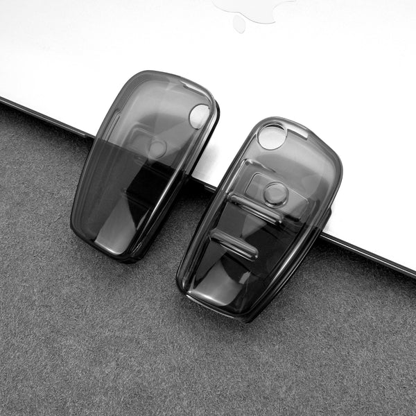 JVCV® Soft TPU Transparent Cover with keychain – Compatible with Audi Flip Keys
