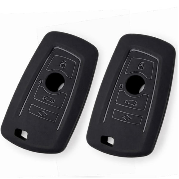 JVCV® Soft TPU Key Cover – Matte Black Finish – Compatible with BMW X4, X3, 5 Series, 6 Series, 3 Series & 7 Series 4 Button Smart Key
