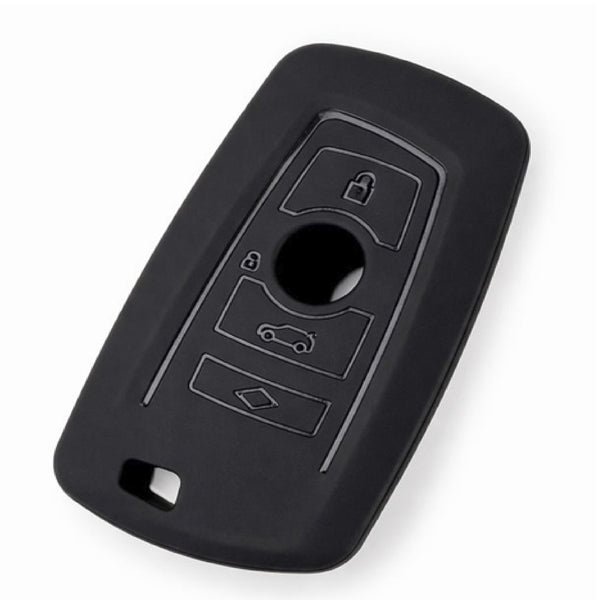 JVCV® Soft TPU Key Cover – Matte Black Finish – Compatible with BMW X4, X3, 5 Series, 6 Series, 3 Series & 7 Series 4 Button Smart Key