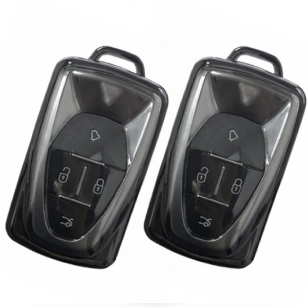JVCV® Soft TPU Transparent Black Key Cover – Compatible with VinFast VF6 & VF7 – 4 Button Smart Key
