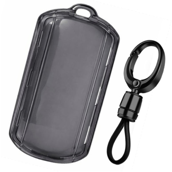 JVCV® Soft TPU Transparent Key Cover with Premium Metal Keychain – Transparent Black – Compatible with Tata Sierra, Safari Petrol, Harrier Petrol, Curvv & Curvv EV Smart Key