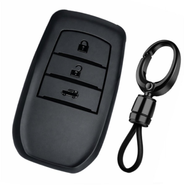 JVCV® Soft TPU Key Cover – Matte Black Pattern – Compatible with Toyota Fortuner, Camry, Hilux, Innova Crysta, Fortuner Legender, Innova HyCross & Land Cruiser – 3 Button Smart Key