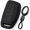 JVCV® Soft TPU Key Cover – Matte Black Pattern – Compatible with Hyundai Alcazar, Creta, i20 (2021), Venue, Tucson, Elantra & i20 N Line (2021) – 4 Button Smart Key