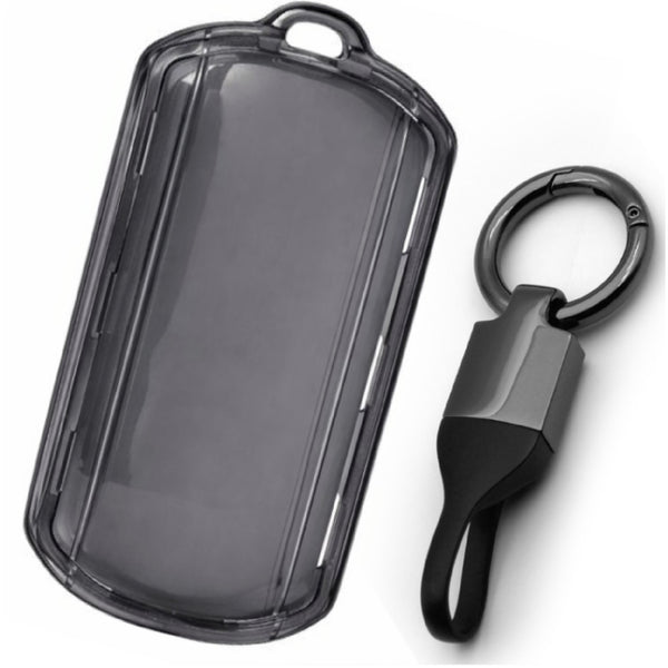 JVCV® Soft TPU Transparent Key Cover with Premium Metal Keychain – Transparent Black – Compatible with Tata Sierra, Safari Petrol, Harrier Petrol, Curvv & Curvv EV Smart Key