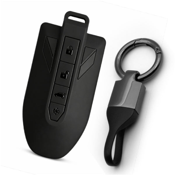 JVCV® Soft TPU Key Cover with Premium Metal Keychain – Matte Black Pattern – Compatible with Mahindra 7XO, BE6, XEV 9E, XEV 9S & BE 6 Formula E Edition (FE) – 6 Button Smart Key