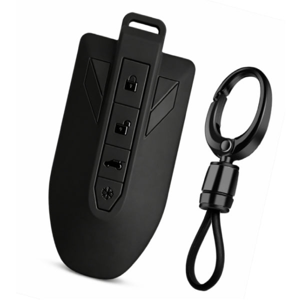 JVCV® Soft TPU Key Cover with Premium Metal Keychain – Matte Black Pattern – Compatible with Mahindra 7XO, BE6, XEV 9E, XEV 9S & BE 6 Formula E Edition (FE) – 6 Button Smart Key