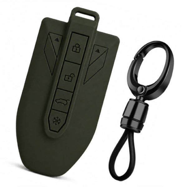 JVCV® Soft TPU Key Cover with Premium Metal Keychain – Matte Green Pattern – Compatible with Mahindra 7XO, BE6, XEV 9E, XEV 9S & BE 6 Formula E Edition (FE) – 6 Button Smart Key (Copy)