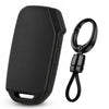JVCV® Soft TPU Key Cover with Premium Metal Keychain – Matte Black Pattern – Compatible with Kia Seltos 2023 Facelift HTX, Carens X-Line, Sonet Facelift & Clavis EV – 3/4 Button Smart Key