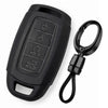 JVCV® Soft TPU Matte Black Key Cover with Premium Metal Keychain – Compatible with Hyundai Verna & i20 N Line – 4 Button Smart Key
