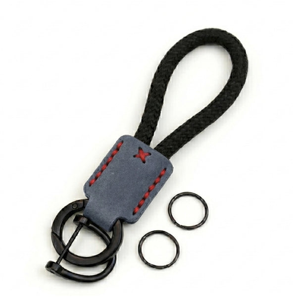 JVCV® Premium Braided Keychain with Leather Accent – Durable Car Key Holder Loop | Stylish Everyday Carry Keyring