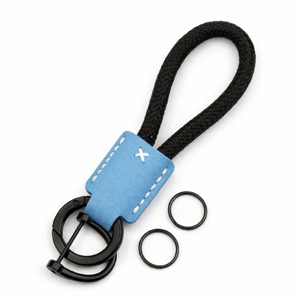 JVCV® Premium Braided Keychain with Leather Accent – Durable Car Key Holder Loop | Stylish Everyday Carry Keyring