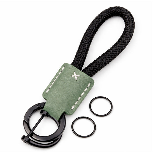 JVCV® Premium Braided Keychain with Leather Accent – Durable Car Key Holder Loop | Stylish Everyday Carry Keyring