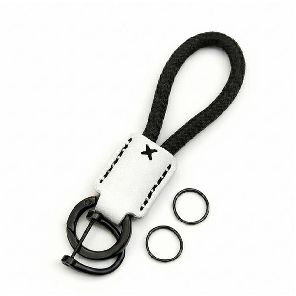 JVCV® Premium Braided Keychain with Leather Accent – Durable Car Key Holder Loop | Stylish Everyday Carry Keyring