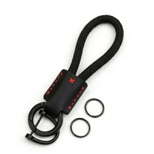 JVCV® Premium Braided Keychain with Leather Accent – Durable Car Key Holder Loop | Stylish Everyday Carry Keyring
